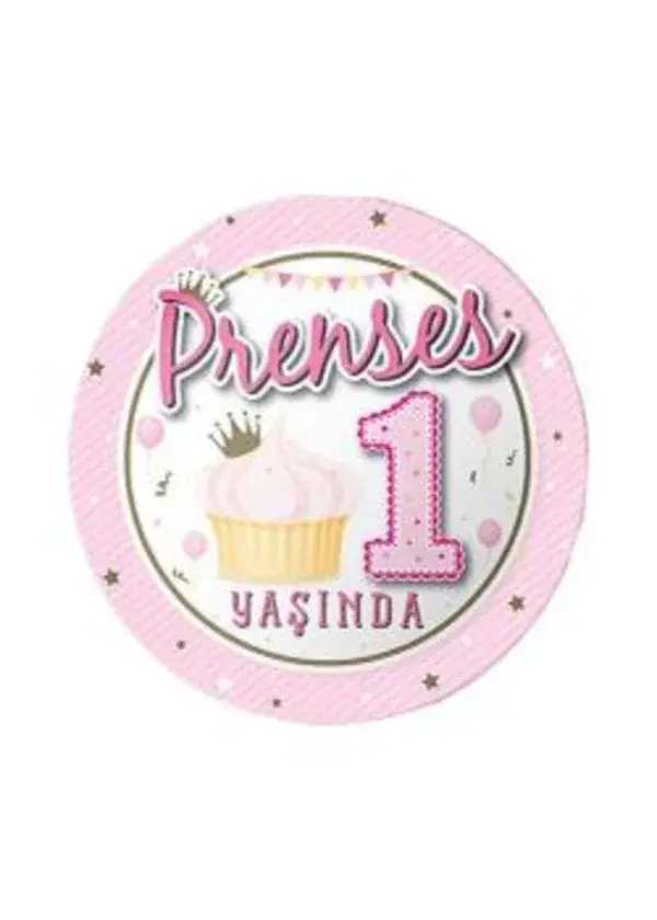 Prenses 1 Yaşında Karton Tabak 8'li