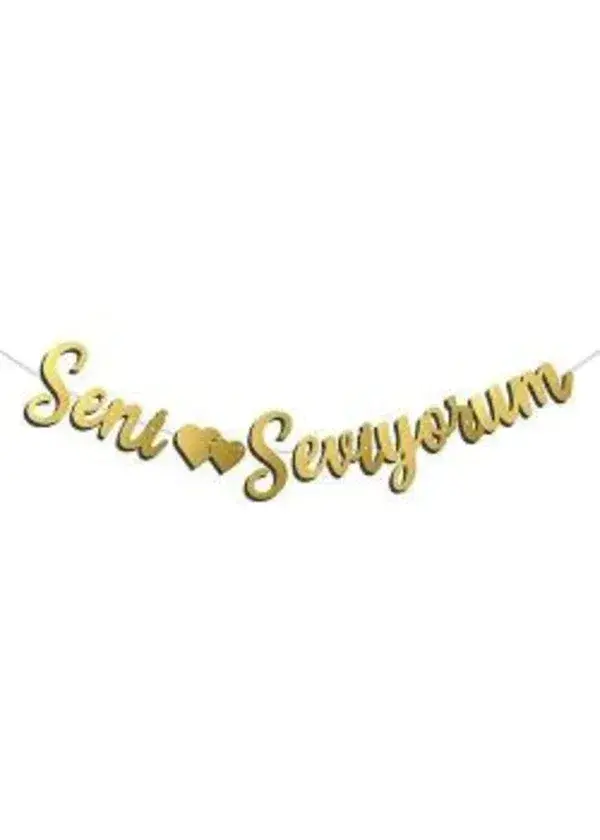 Kaligrafi Banner Seni Seviyorum Gold