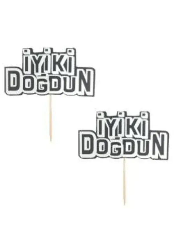 İyi ki Doğdun Siyah Üzeri Gümüş Yazılı Kürdan 2'li