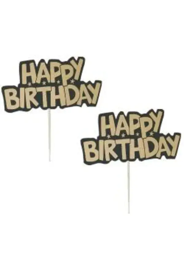 Happy Birhday Siyah Üzeri Altın Kürdan 2'li