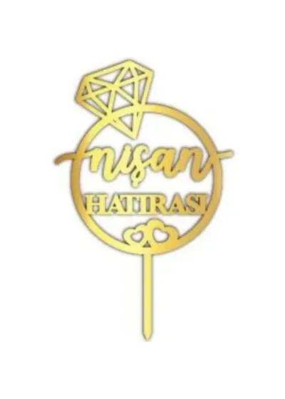 Nişan Hatırası Desenli Gold Pleksi