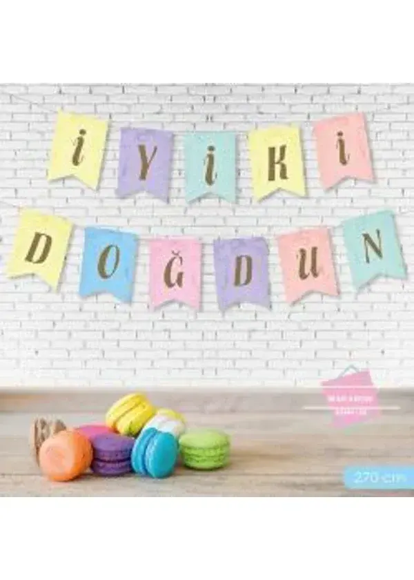 İyi ki Doğdun Makaron Renk Harf Banner