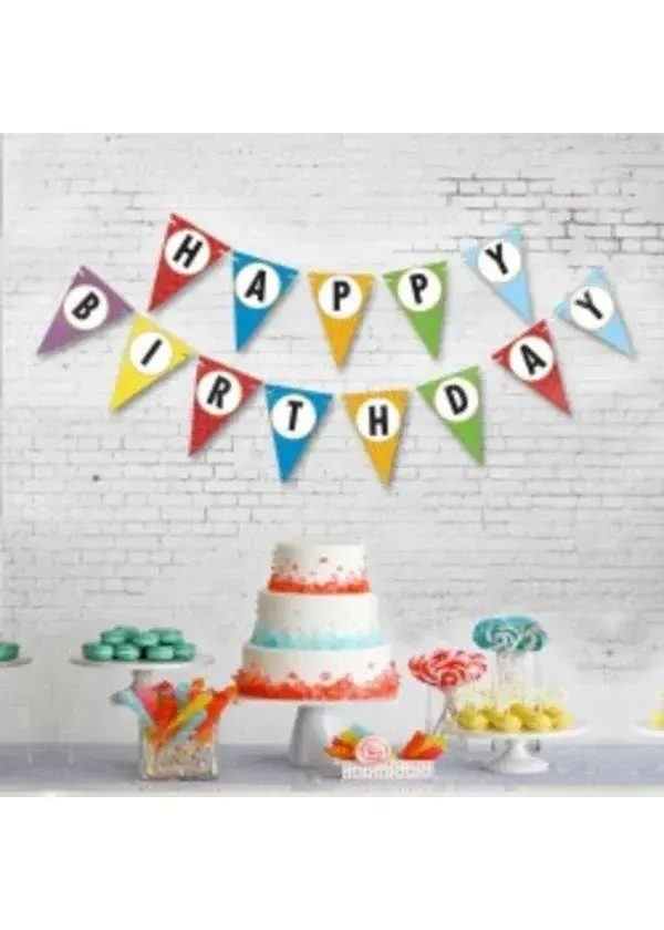 Happy Birthday Rengarenk Üçgen Flama