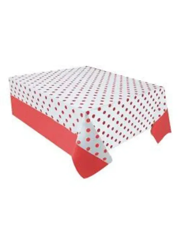 Kırmızı Puantiyeli Plastik Masa Örtüsü 137x182cm