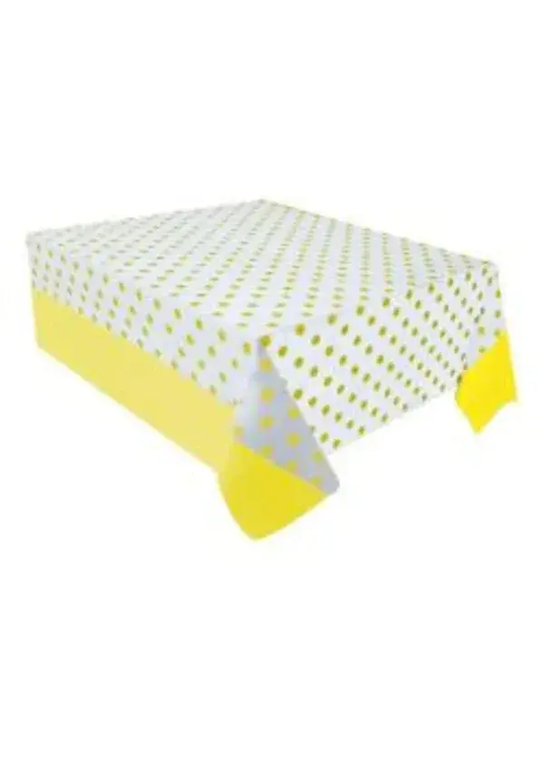Sarı Puantiyeli Plastik Masa Örtüsü 137x182cm