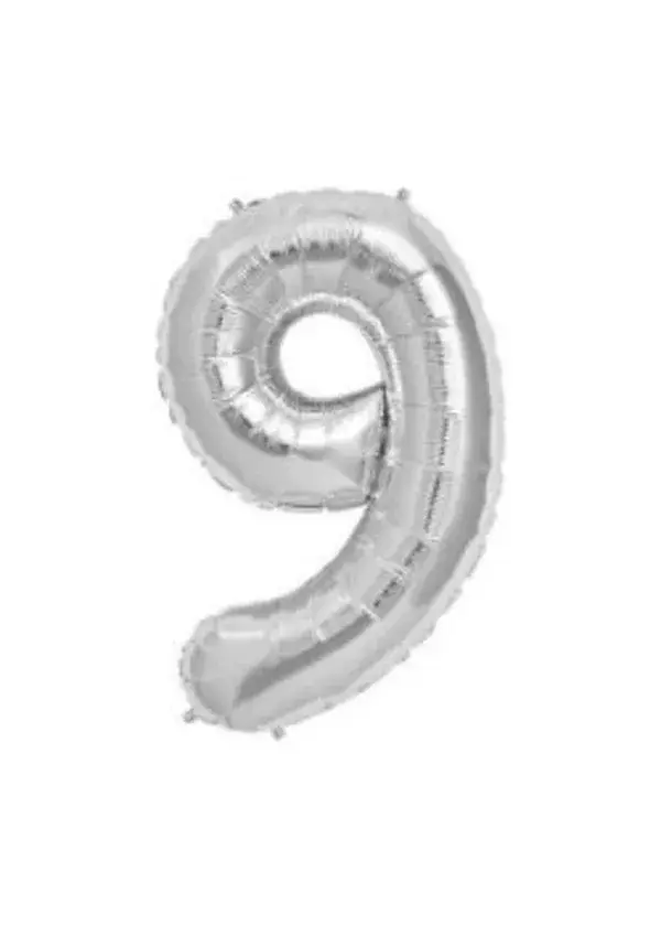 9 Rakam Folyo Balon Gümüş 75cm