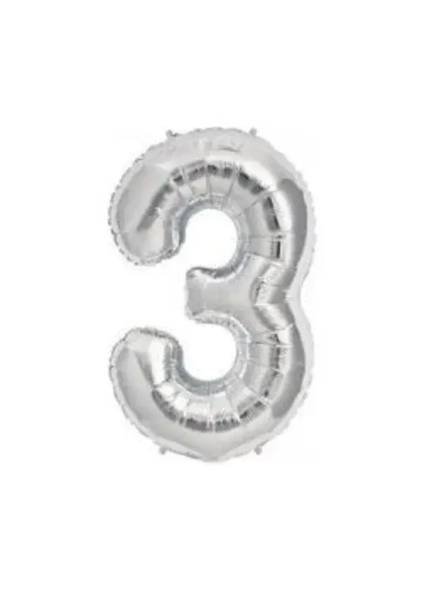3 Rakam Folyo Balon Gümüş 75cm