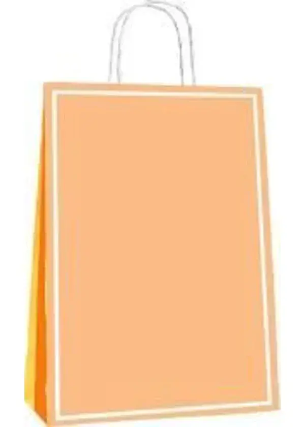 Turuncu Makaron Büküm Saplı Kağıt Çanta 25x31cm 25ad.
