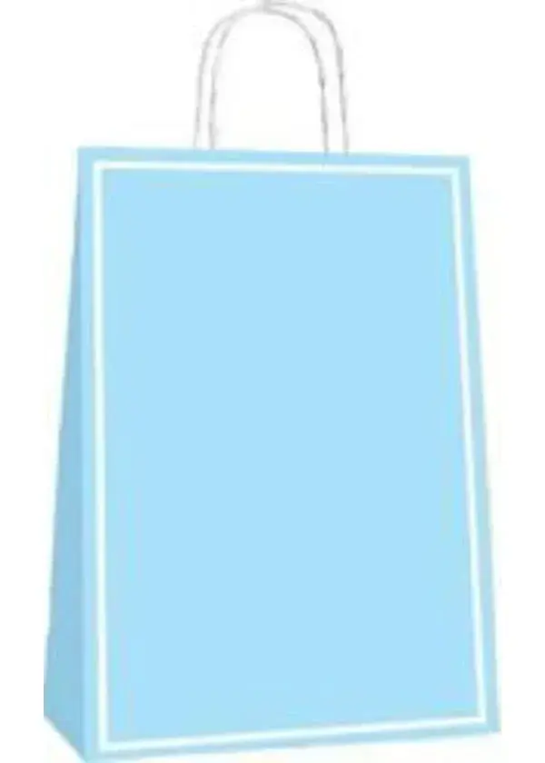 Mavi Makaron Büküm Saplı Kağıt Çanta 25x31cm 25ad.