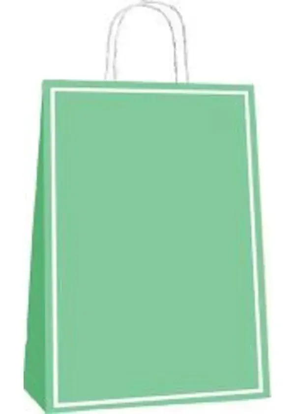 Yeşil Makaron Büküm Saplı Kağıt Çanta 25x31cm 25ad.