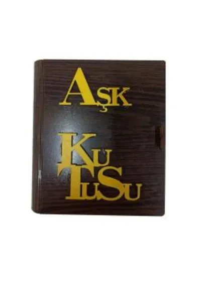 Aşk Kutusu Kahve Rengi Sarı Yazılı 15x13