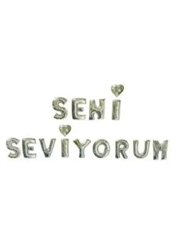 Seni Seviyorum Gümüş Folyo Balon Seti
