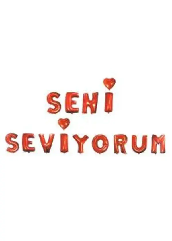 Seni Seviyorum Kırmızı Folyo Balon Seti