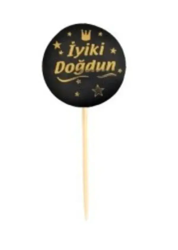 İyi ki Doğdun Altın Yaldızlı Siyah Kürdan 20'li