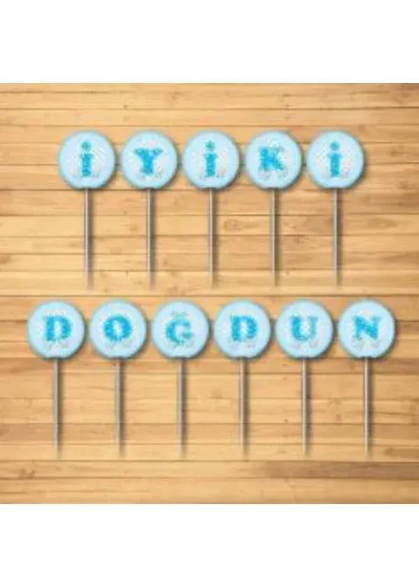 Mavi İyi Ki Doğdun Yazılı Kürdan
