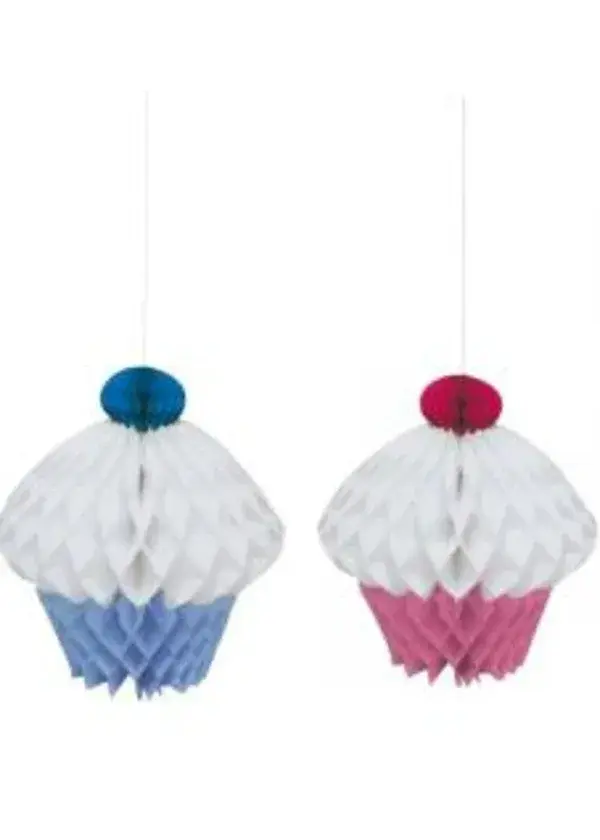 İkili Cupcake Pembe Mavi Petek Süs