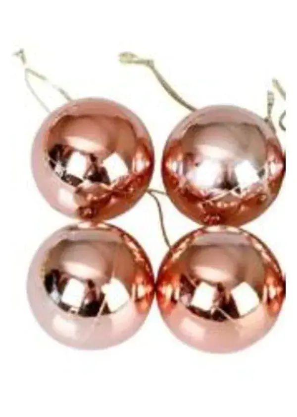 Yılbaşı Çam Ağacı Top Süs Pembe 8cm 4'lü