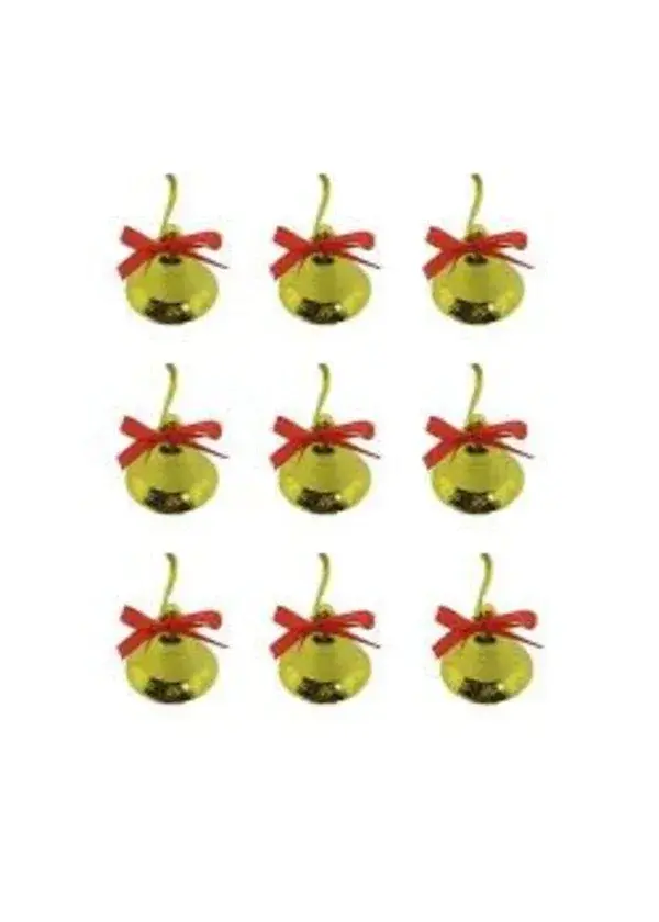 Yılbaşı Ağaç Süsleme Çanı Kırmızı Fiyonklu 3cm 9'lu