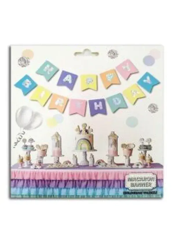 Happy Birthday Makaron Renk Harf Banner