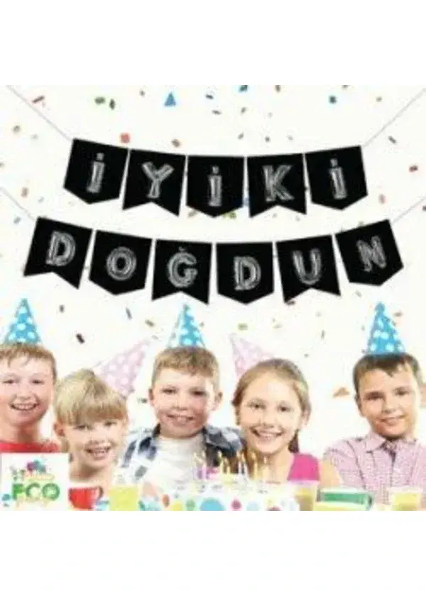 İyi ki Doğdun Siyah Gümüş Harf Banner