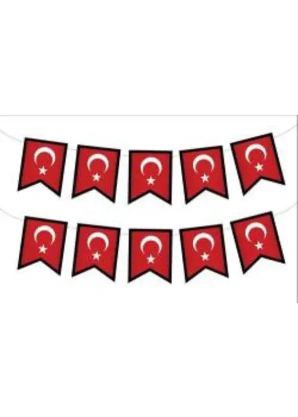 Türk Bayrağı Zikzak Banner 125x13x17cm