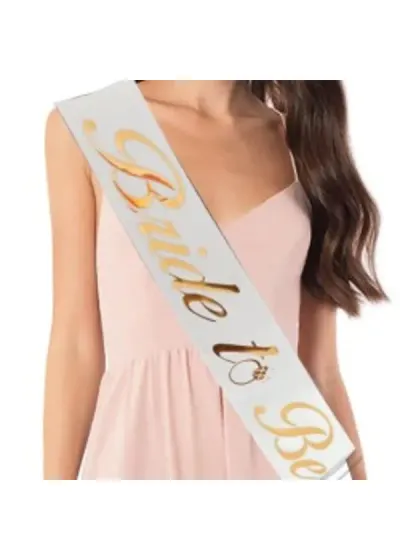 Bride To Be Altın Yaldızlı Beyaz Kuşak