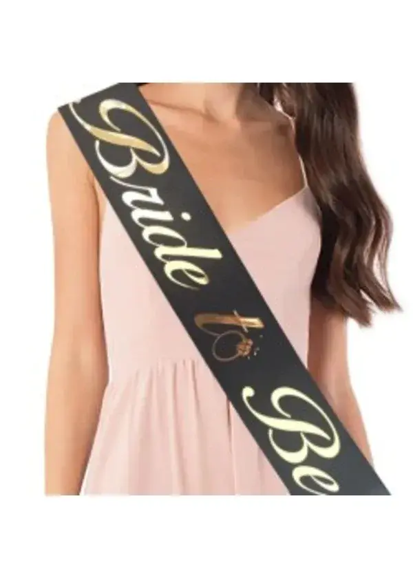 Bride To Be Altın Yaldızlı Siyah Kuşak