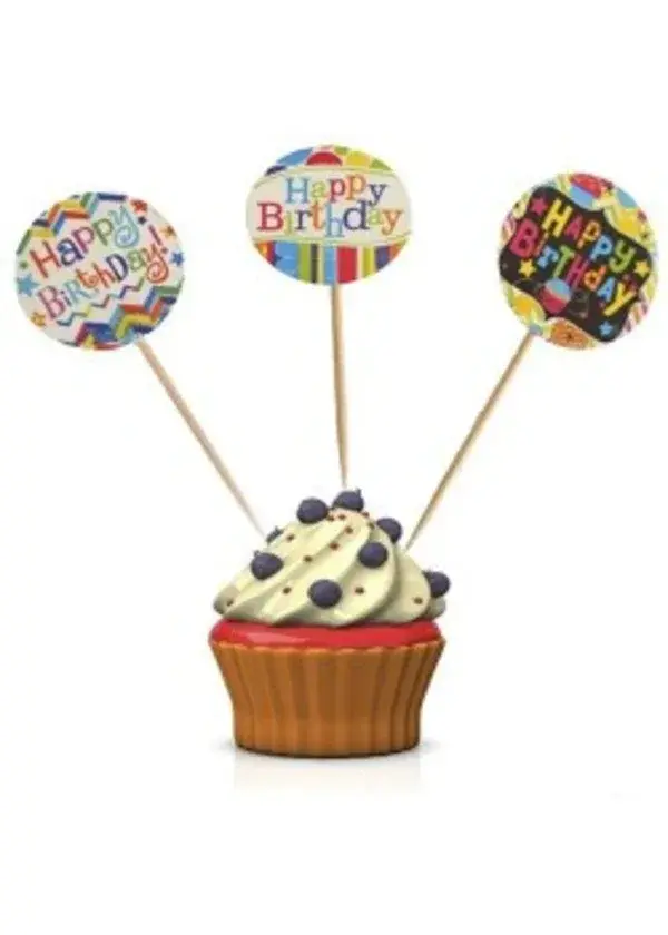Happy Birthday Temalı Renkli Kürdan