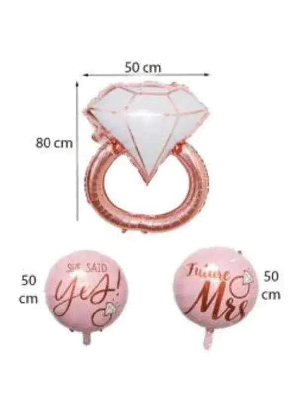 Tek Taş Yüzük Rose Gold Folyo Balon Seti