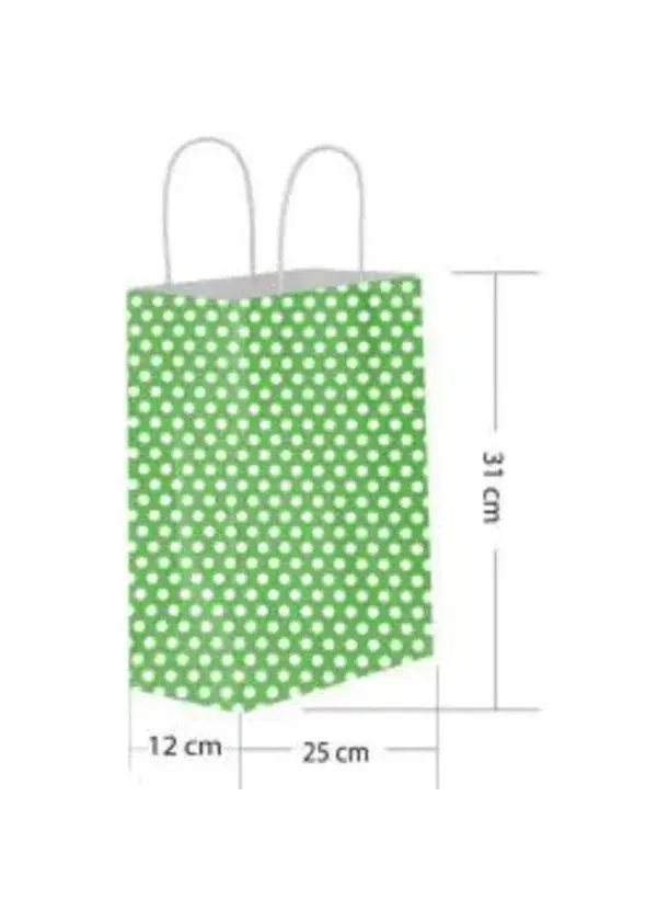 Yeşil Puantiyeli Büküm Saplı Kağıt Çanta 25x31cm 25ad.