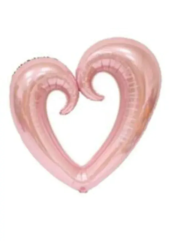 Kıvrımlı İçi Boş Rose Gold Kalp Folyo Balon 100cm