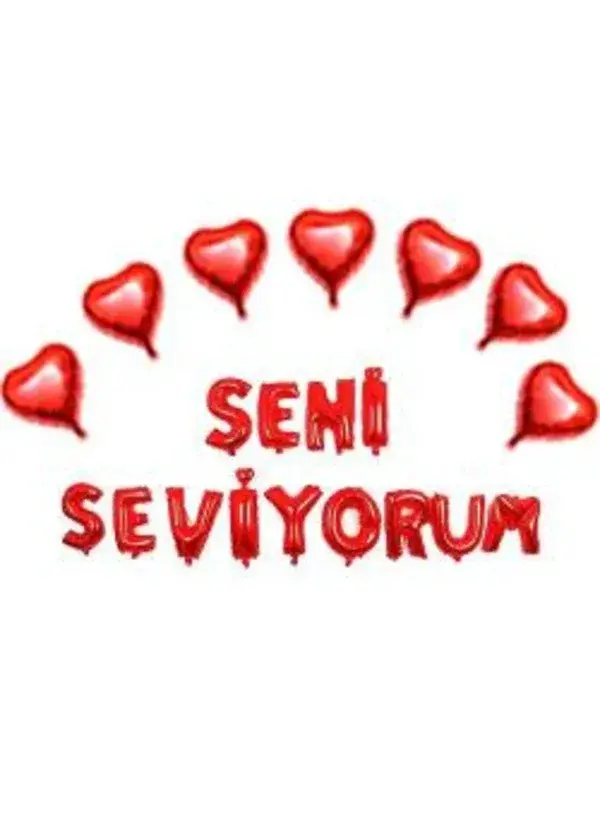 Seni Seviyorum Kalpli Folyo Balon Seti