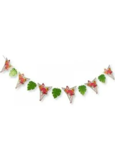 Flamingo Taçlı ve Yapraklı Banner