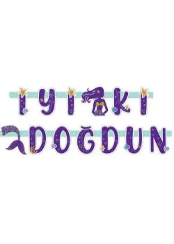Pırıltılı Deniz Kızı İyi ki Doğdun Harf Banner