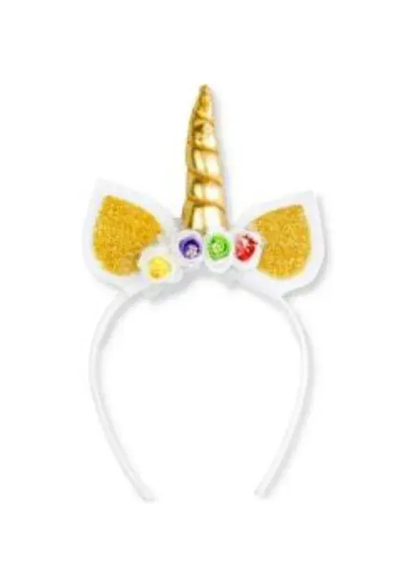 Unicorn Çiçekli Gold Taç