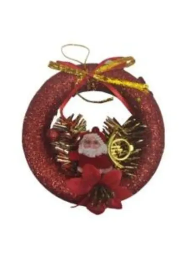 Noel Baba Figürlü Kirmizi Mini Kapı Süsü