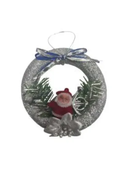 Noel Baba Figürlü Gümüş Mini Kapı Süsü