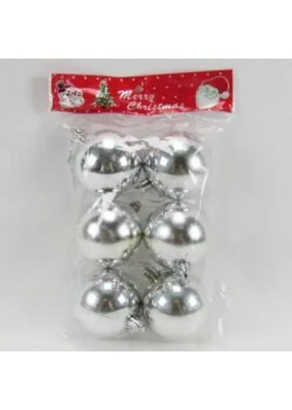 Yılbaşı Ağacı Süsleme Topları Gümüş 4cm 6'lı