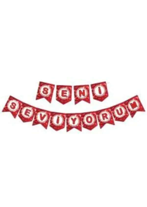 Seni Seviyorum Kırmızı Harf Banner