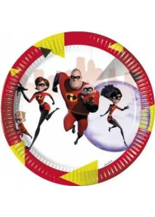 Incredibles İnanılmaz Aile Karton Tabak 8'li