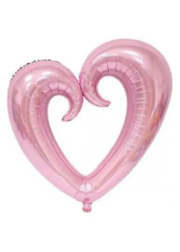 Kıvrımlı İçi Boş Pembe Kalp Folyo Balon 100cm