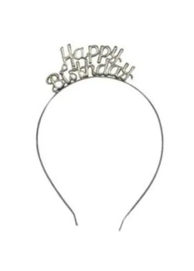 Happy Birthday Gümüş Metal Taç
