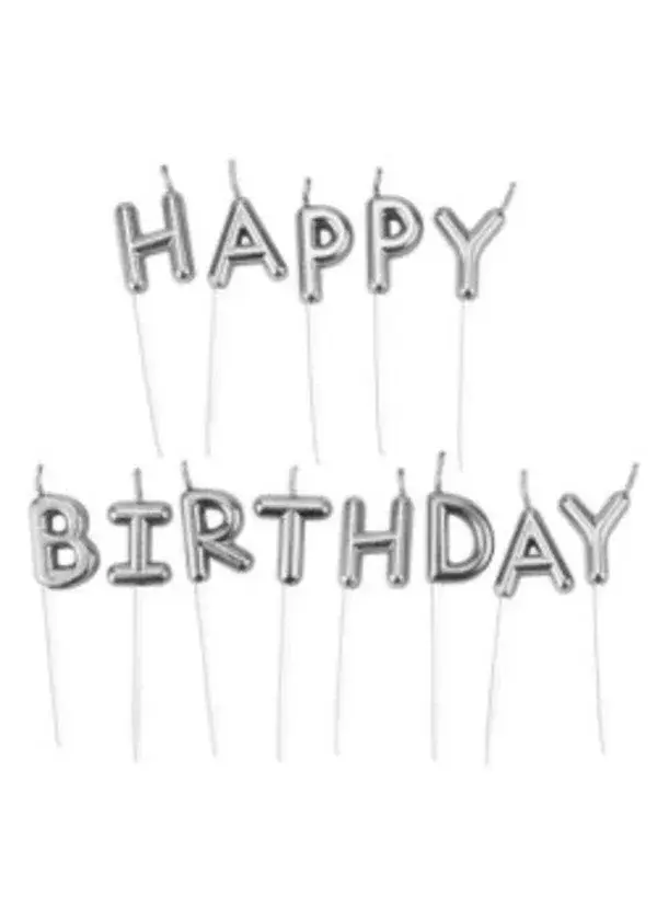 Happy Birthday Gümüş Mum Seti