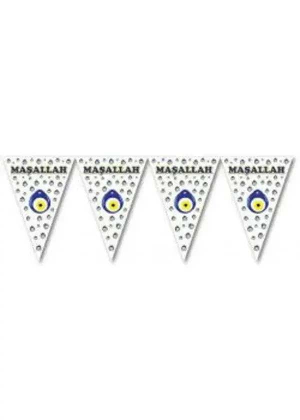 Nazar Boncuklu Maşallah Üçgen Flama