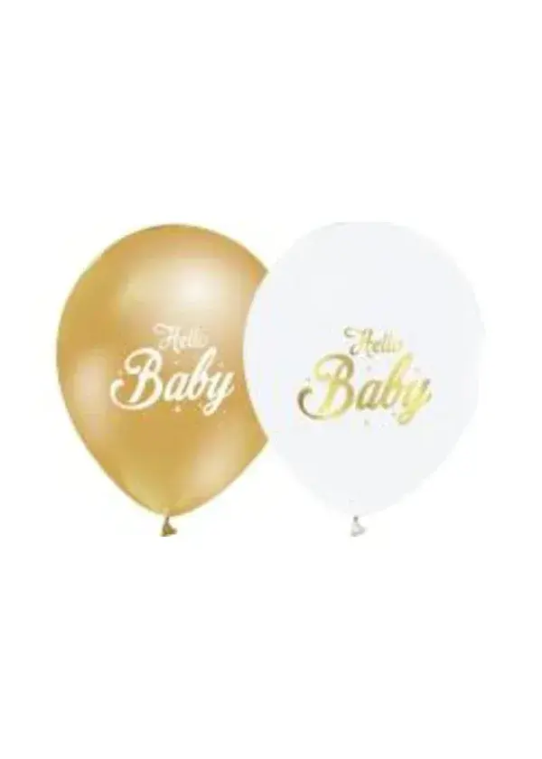 Hello Baby Baskılı Altın Balon 5'li Paket
