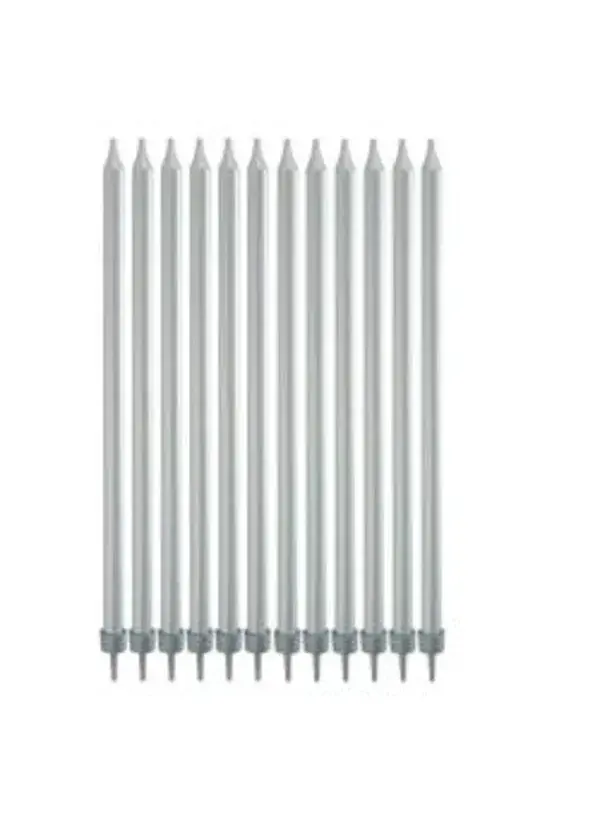 12cm Gümüş Çubuk Mum 6'lı