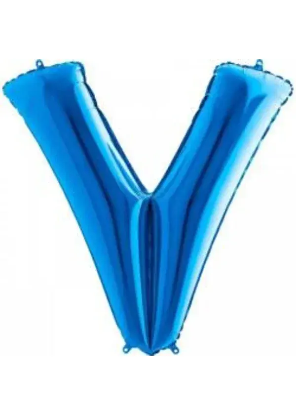V Harf Folyo Balon Mavi 100cm
