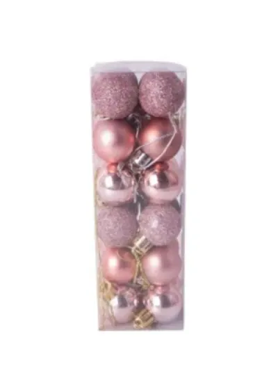 Yılbaşı Ağacı Süsleme Topları Rose Gold 3cm 24'lü