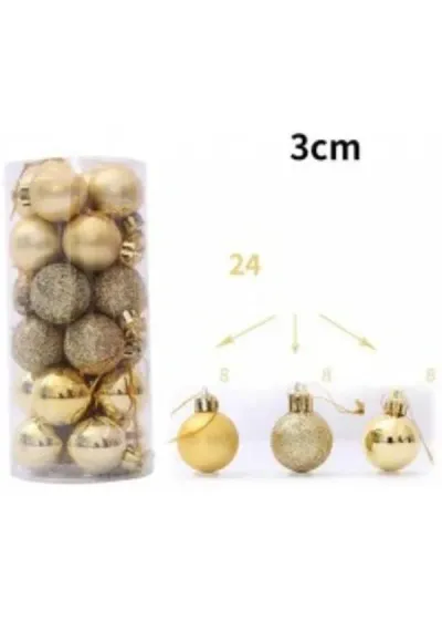 Yılbaşı Ağacı Süsleme Topları Gold 3cm 24'lü