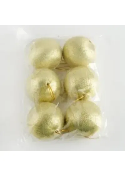 Yılbaşı Ağacı Süsleme Topları Simli Gold 5cm 6'lı
